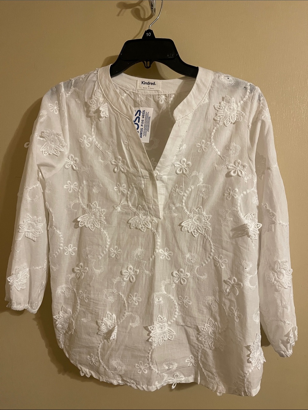White Embroidered Cotton Tunic Top